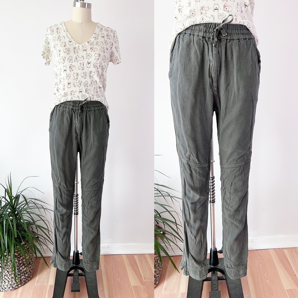 Etoile Isabel Marant Joggers Size 1 Moto Zippered Cuff Linen Gray Washed - Picture 1 of 8